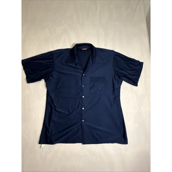 Van Heusen Men Polo Shirt Size XL Blue Short Sleeve Collar Button Up - Picture 1 of 7